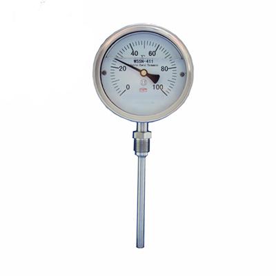 Shock resistant bimetal thermometer