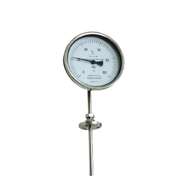 Radial bimetallic thermometer