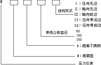  Type representation of stainless steel pressure gauge